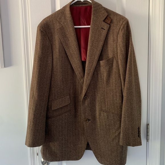 Abbeydale brown herringbone sport blazer classic size 42R 100%‎ wool